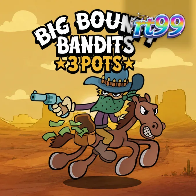 Tampilan visual slot Big Bounty Bandits 3 Pots dengan gaya kartun khas